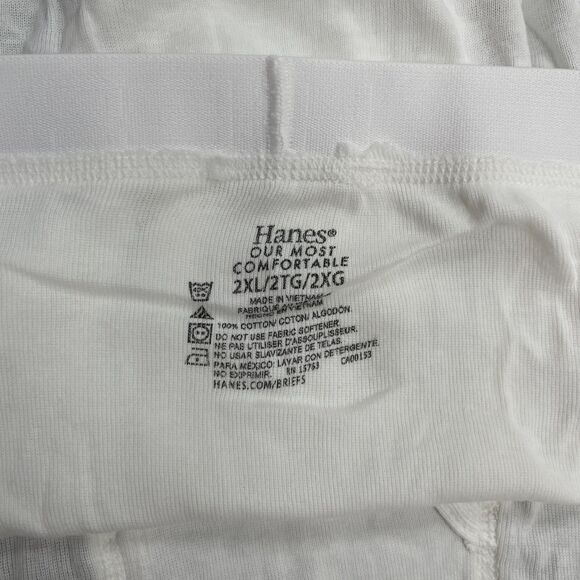 Hanes Men's Underwear Briefs White 7-Pack Tagless 2XL 44/46 Full Cut Fresh IQ - Picture 3 of 9